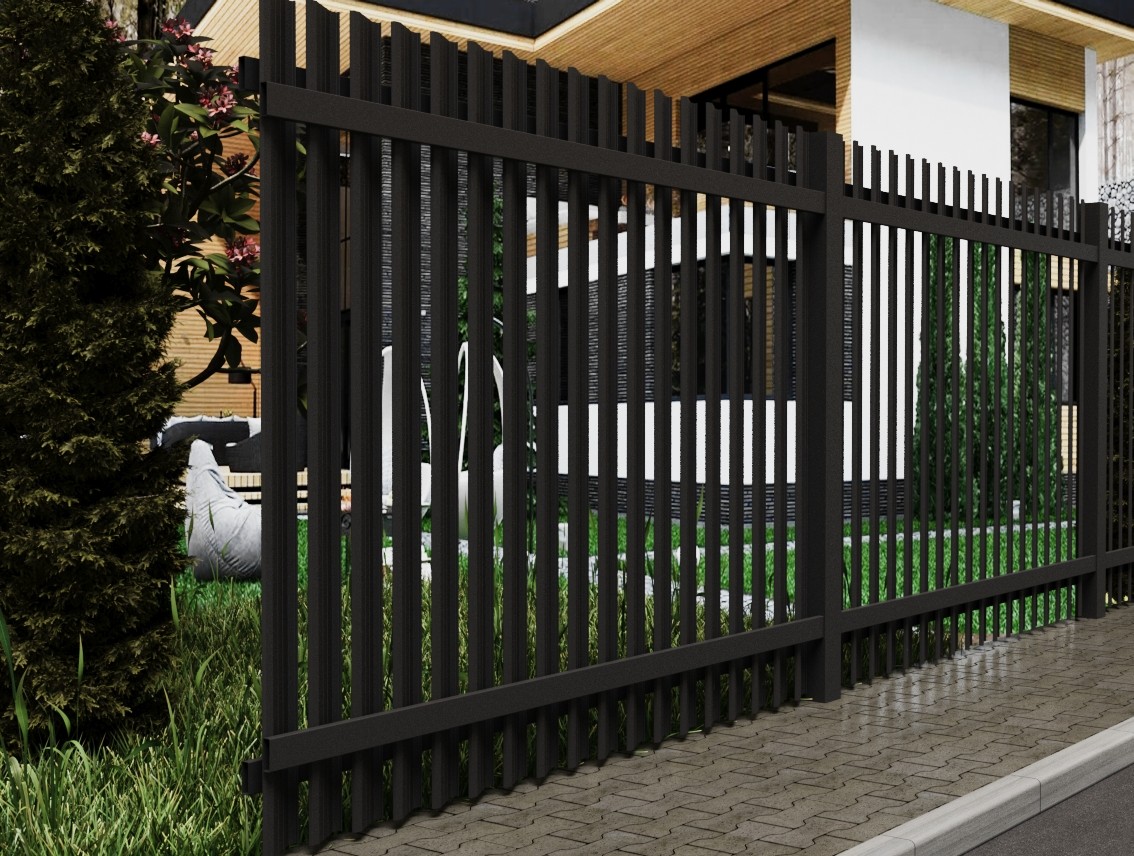 Vertical Louvered Fence Black - CUSTOM Fences