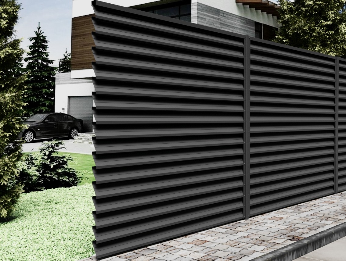High-grade Louvered Fence Black
