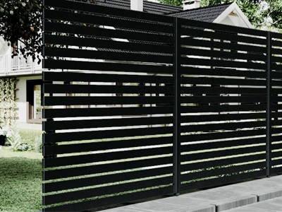 Horizontal Slat Fence Black