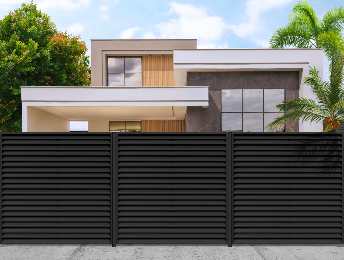 High-grade Louvered Fence Black