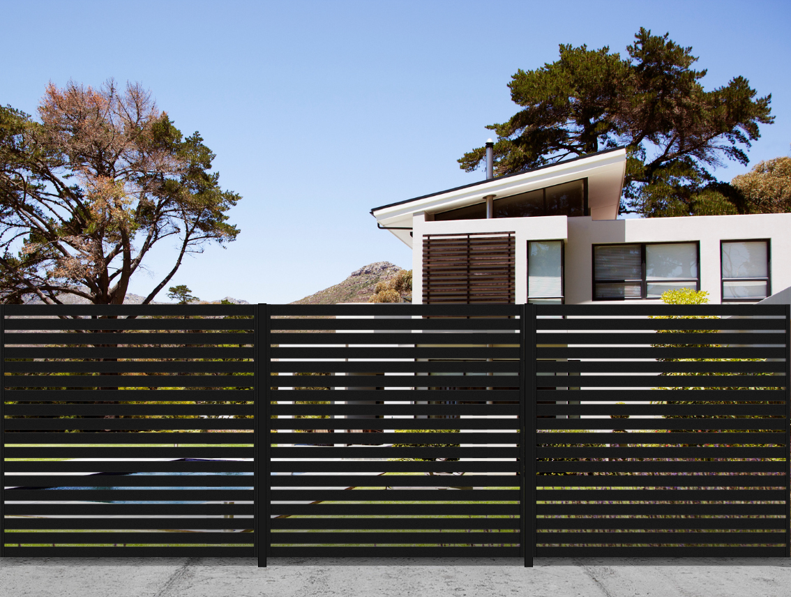 Horizontal Slat Fence Black