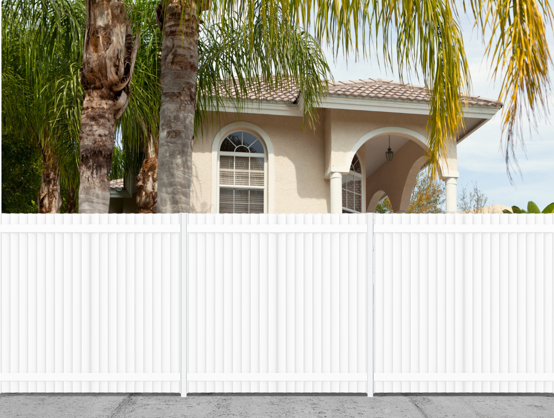Vertical Louvered Fence White