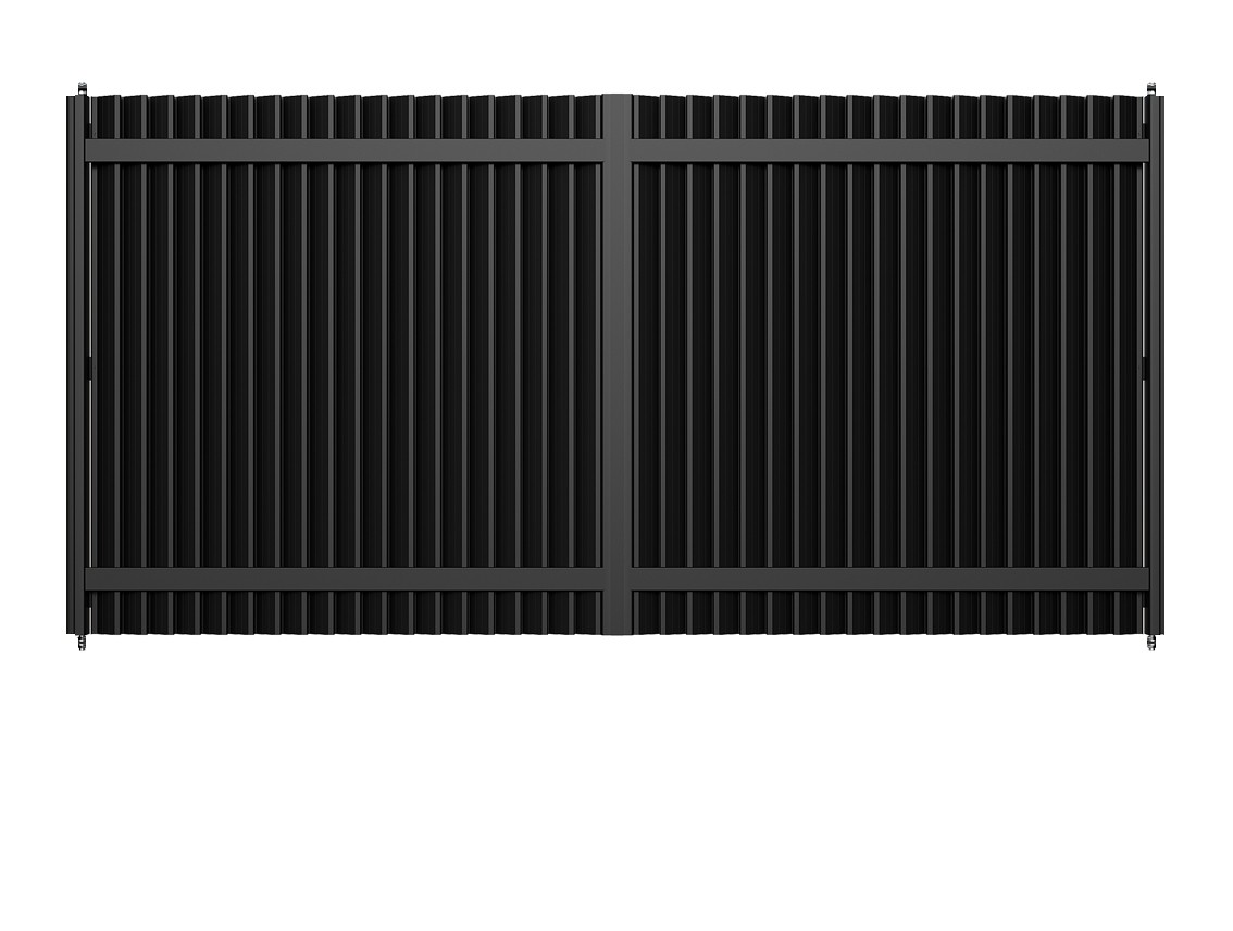 Vertical Louvered Swing Gates without Posts