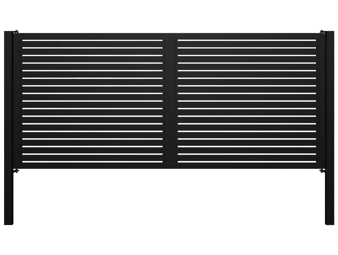 Horizontal Slat Swing Gates - Horizontal Slat Swing Gates with Posts