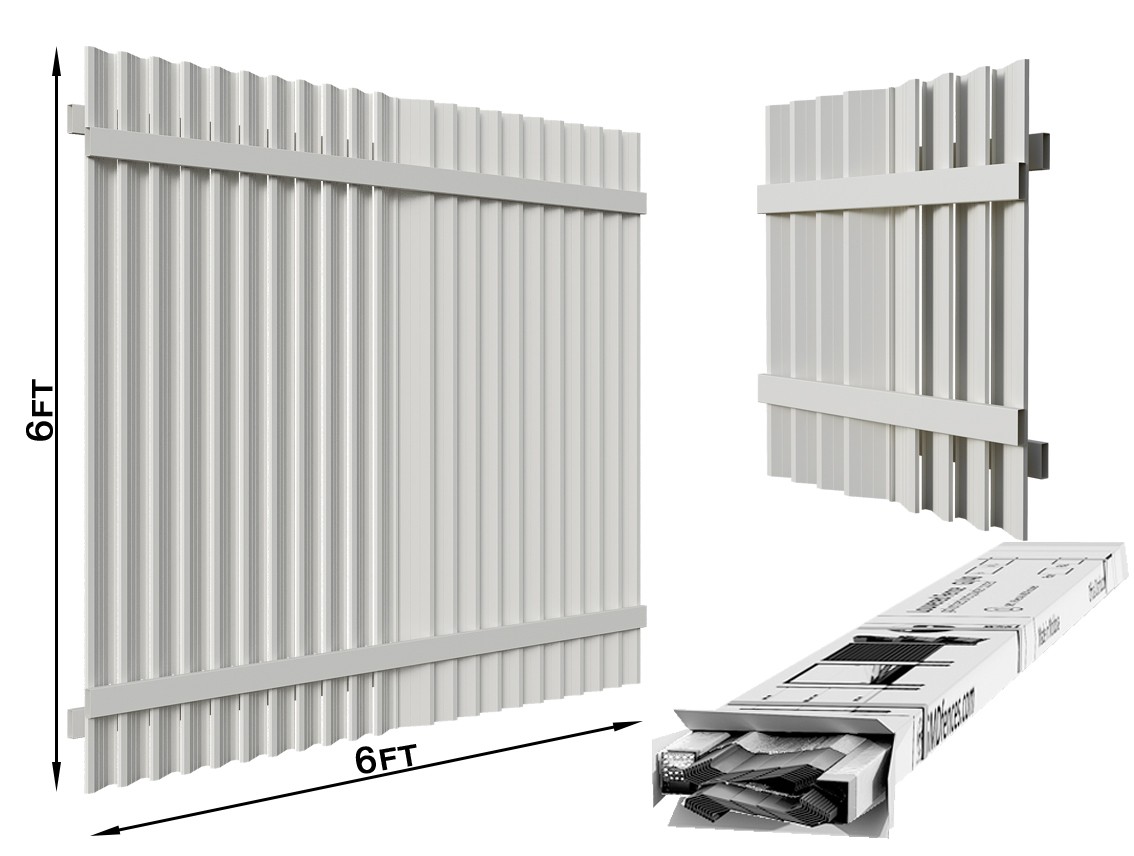 Vertical Louvered Fence White