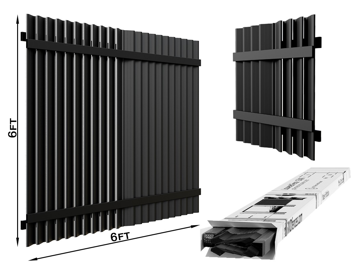 Vertical Louvered Fence Black